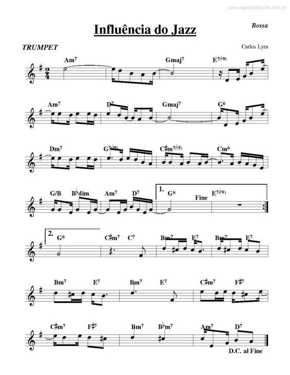 Partitura da música Influência do Jazz v.2