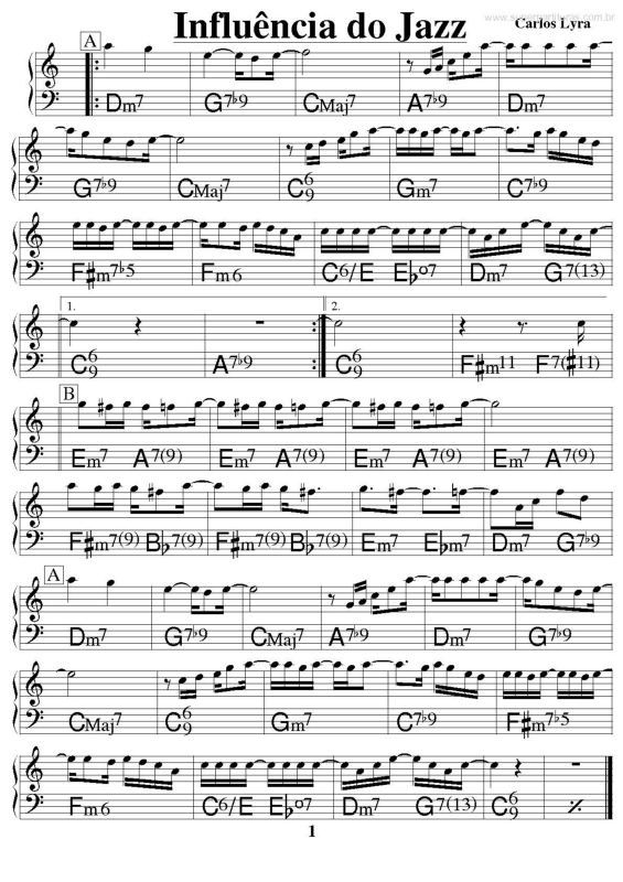 Partitura da música Influência do Jazz