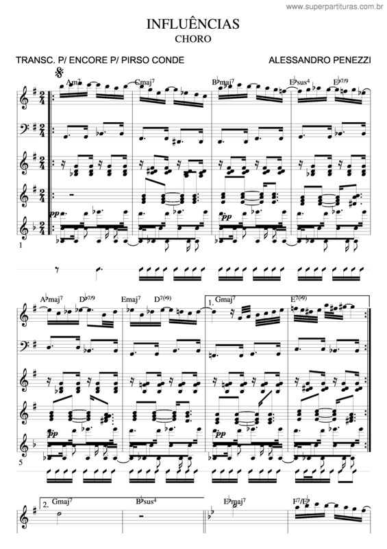 Partitura da música Influências v.2