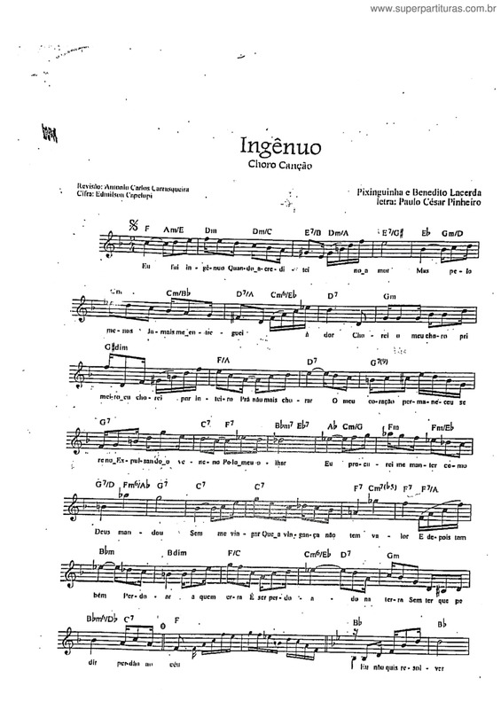 Partitura da música Ingênuo v.12