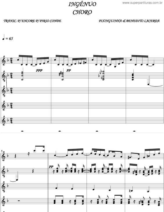 Partitura da música Ingênuo v.2