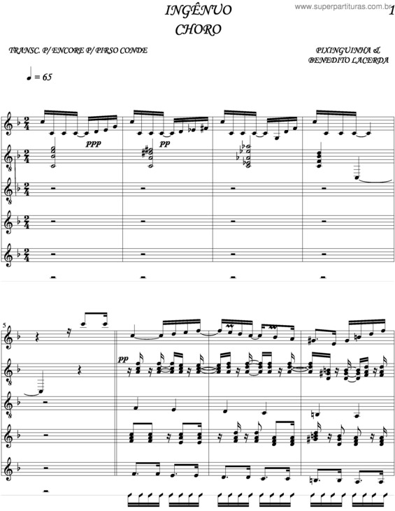 Partitura da música Ingênuo v.3