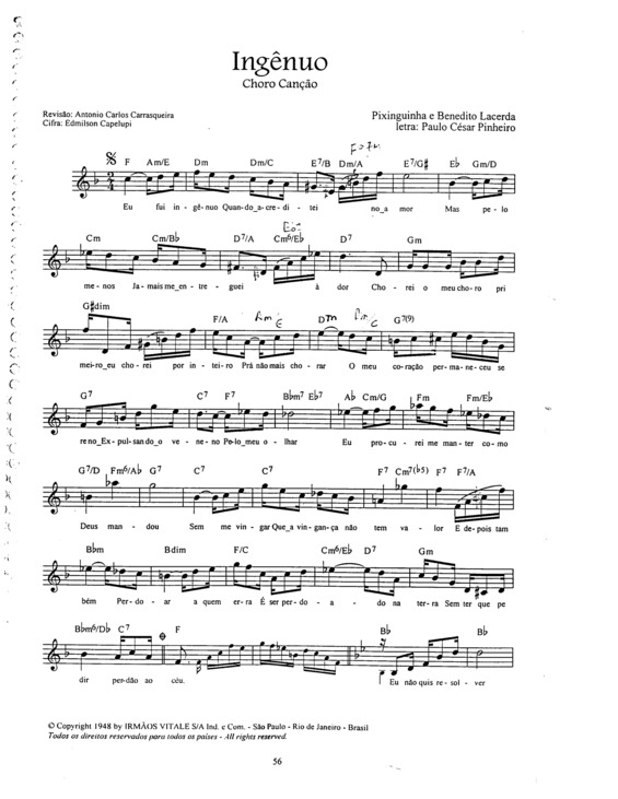 Partitura da música Ingênuo v.9