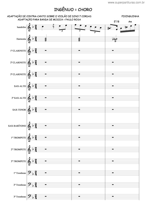 Partitura da música Ingênuo