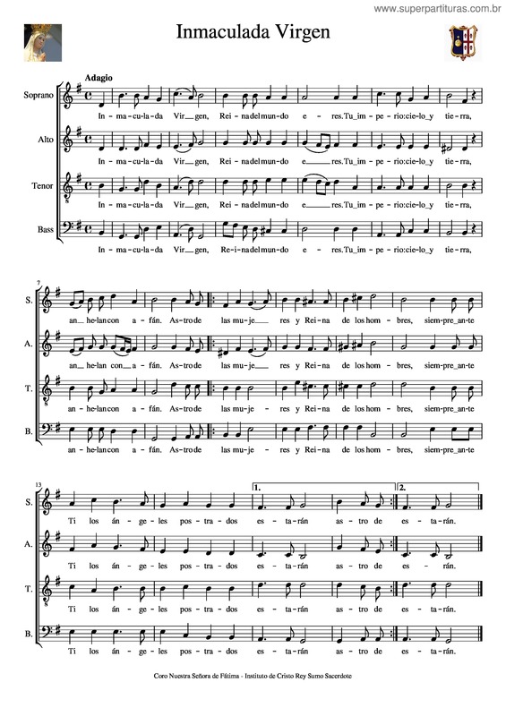 Partitura da música Inmaculada Virgen