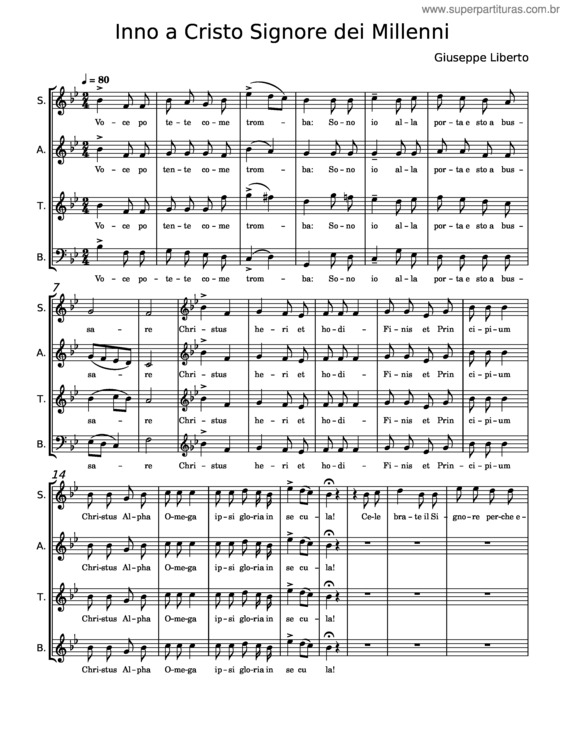 Partitura da música Inno A Cristo Signore Dei Millenni  – Giuseppe Liberto
