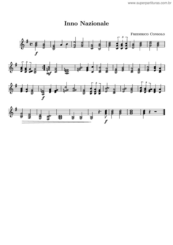 Partitura da música Inno Nazionale