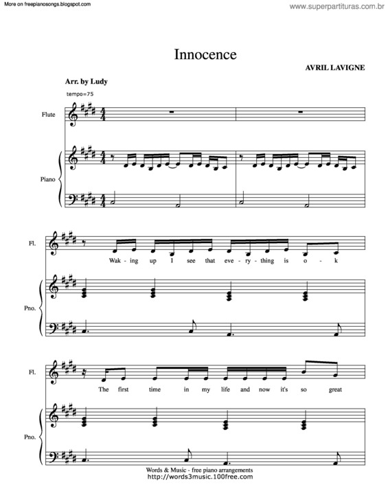 Partitura da música Innocence v.11