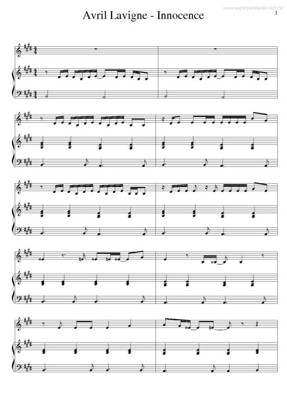 Partitura da música Innocence v.2