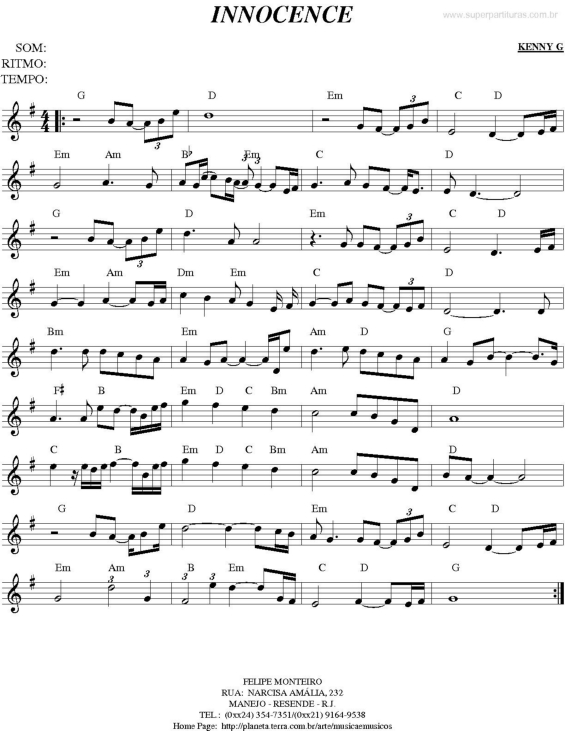 Partitura da música Innocence v.3