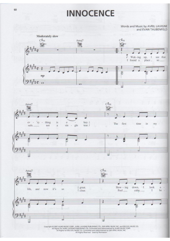 Partitura da música Innocence v.4