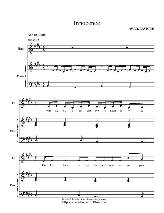 Partitura da música Innocence v.5