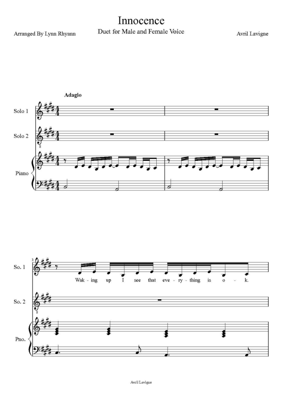 Partitura da música Innocence v.6