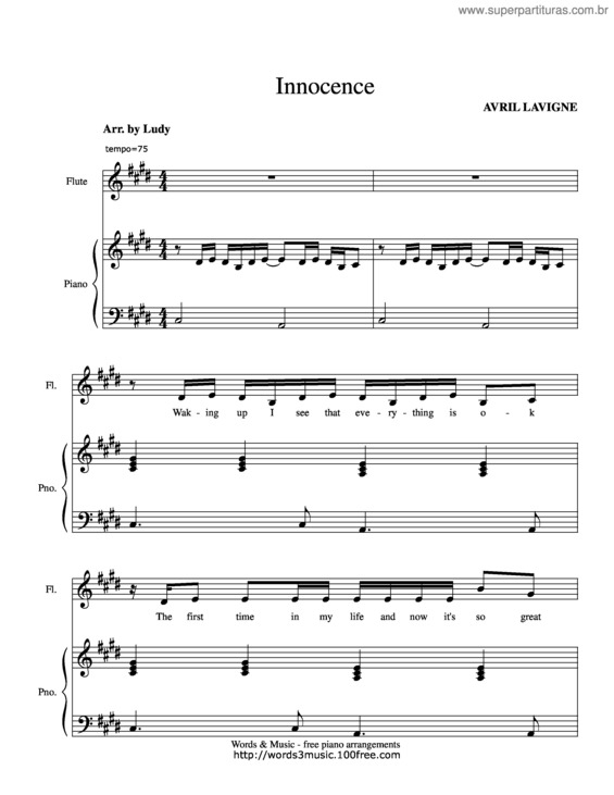 Partitura da música Innocence v.8