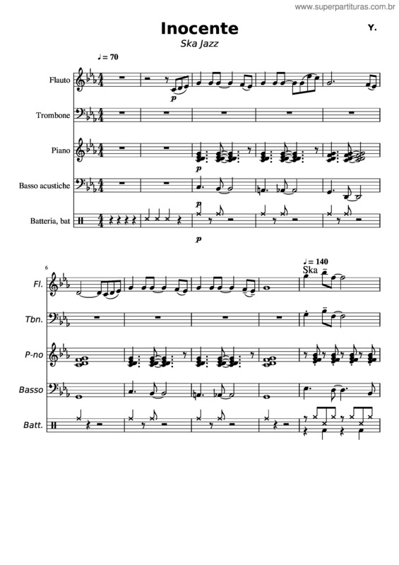 Partitura da música Inocente