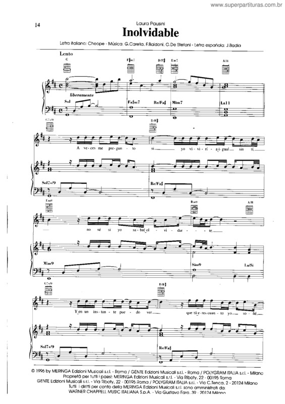 Partitura da música Inolvidable v.3