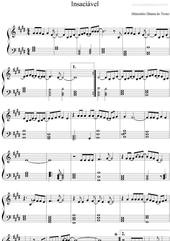 Partitura da música Insaciável