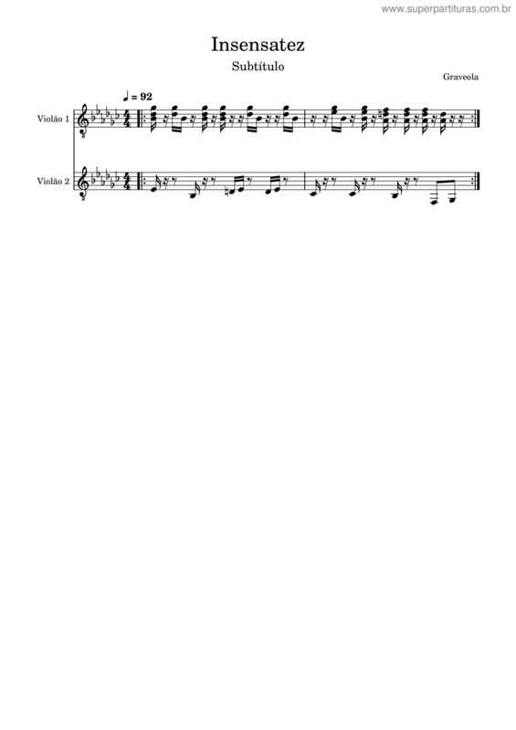 Partitura da música Insensatez: A Mulher Que Fez – Graveola