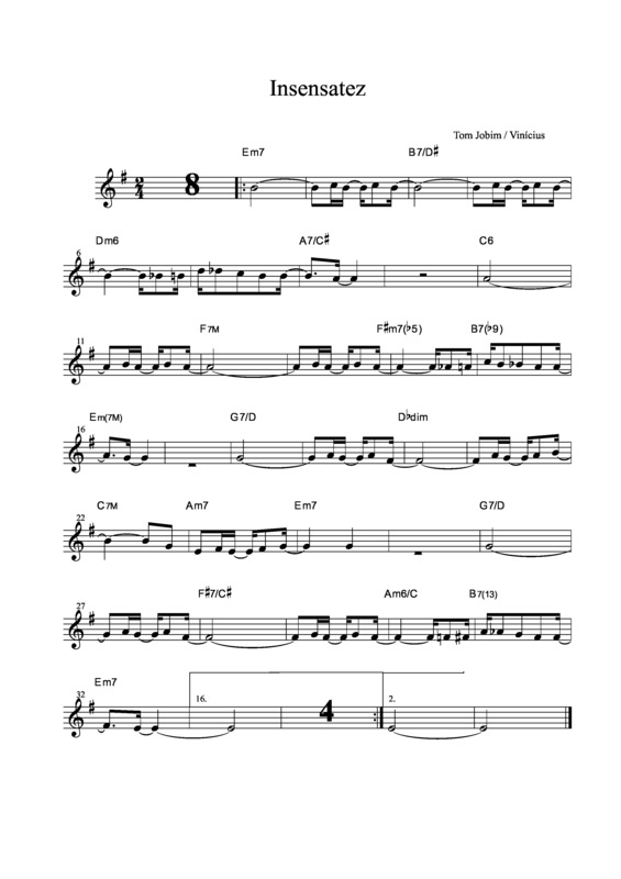 Partitura da música Insensatez v.9