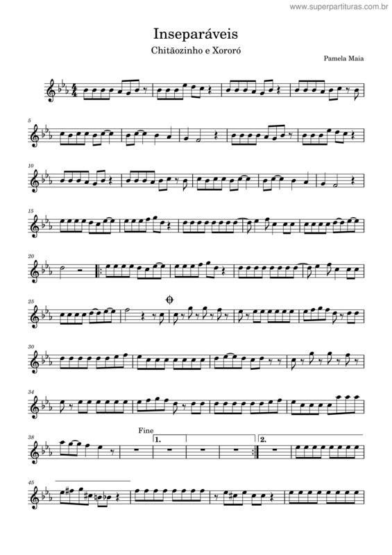 Partitura da música Inseparáveis