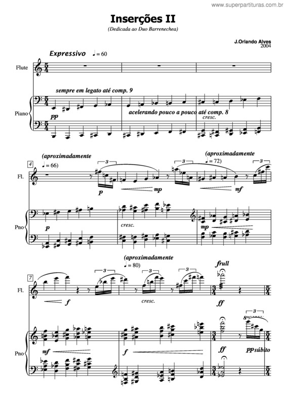 Partitura da música Inserções II