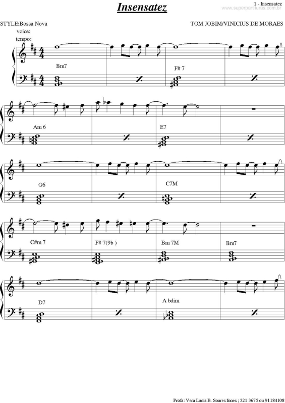 Partitura da música Insesatez