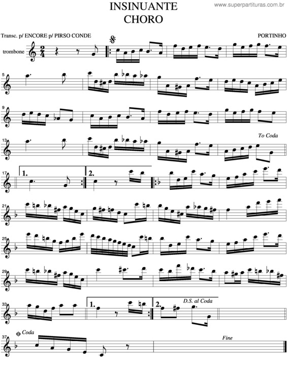 Partitura da música Insinuante v.2