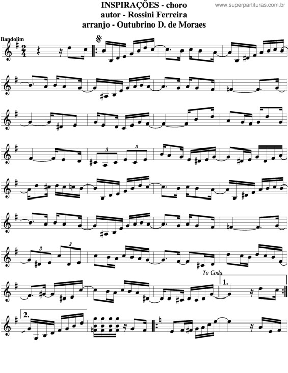 Partitura da música Inspirações