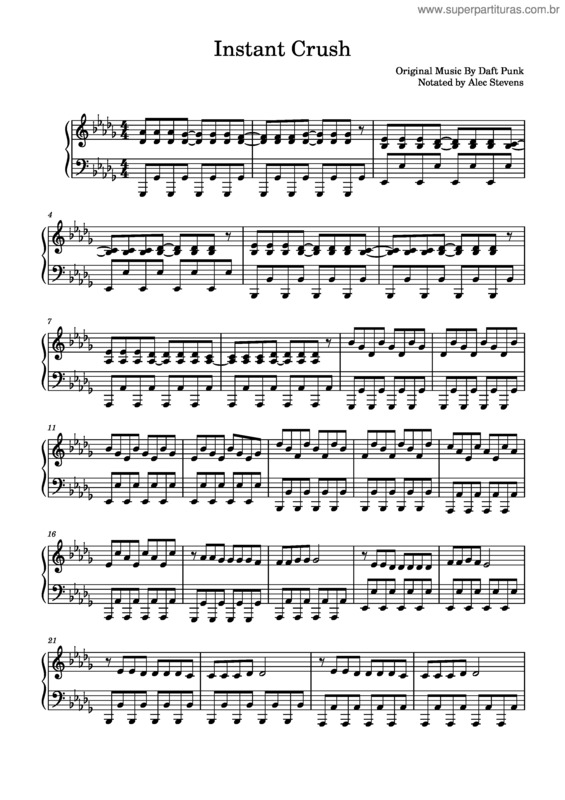 Partitura da música Instant Crush – Daft Punk