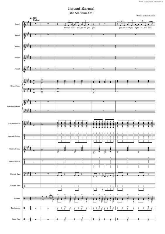 Partitura da música Instant Karma! – John Lennon