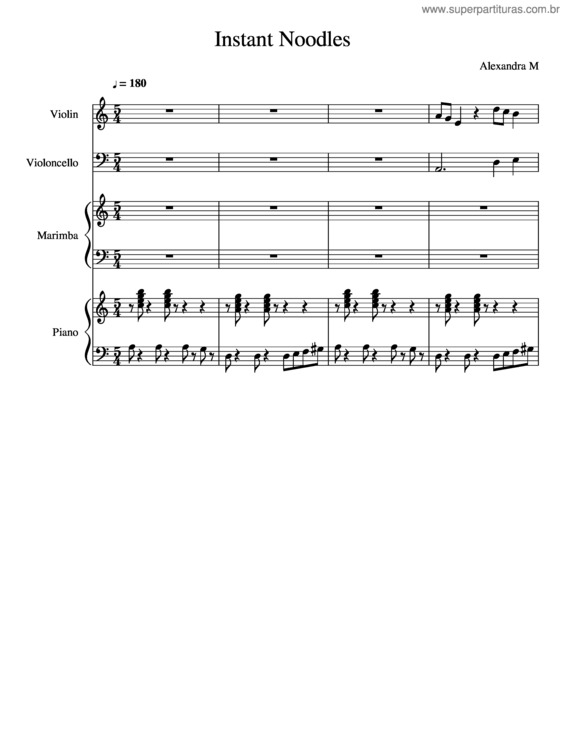Partitura da música Instant Noodles