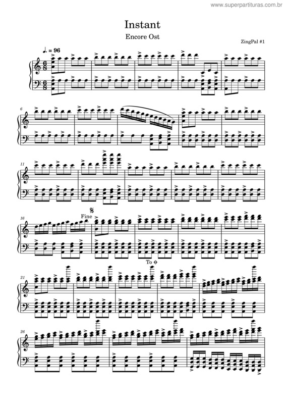 Partitura da música Instant