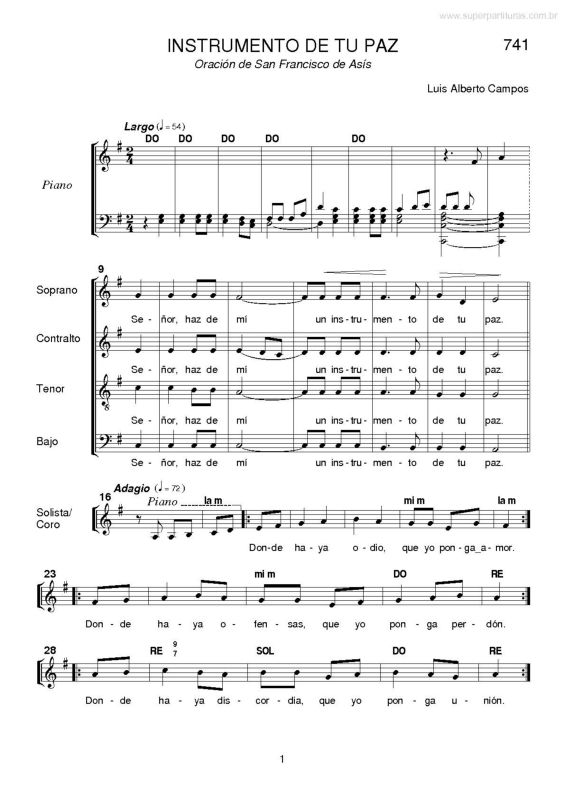 Partitura da música Instrumento de Tu Paz