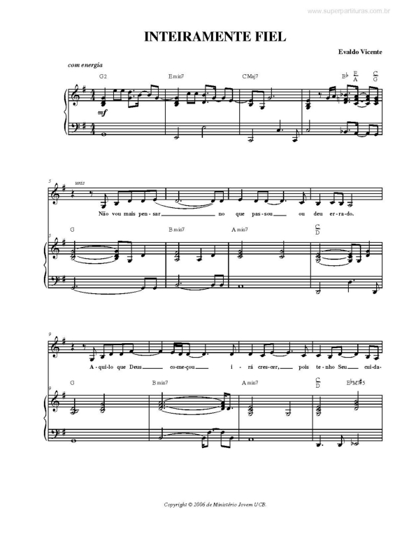 Partitura da música Inteiramente Fiel