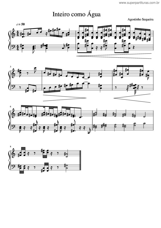 Partitura da música Inteiro Como Água