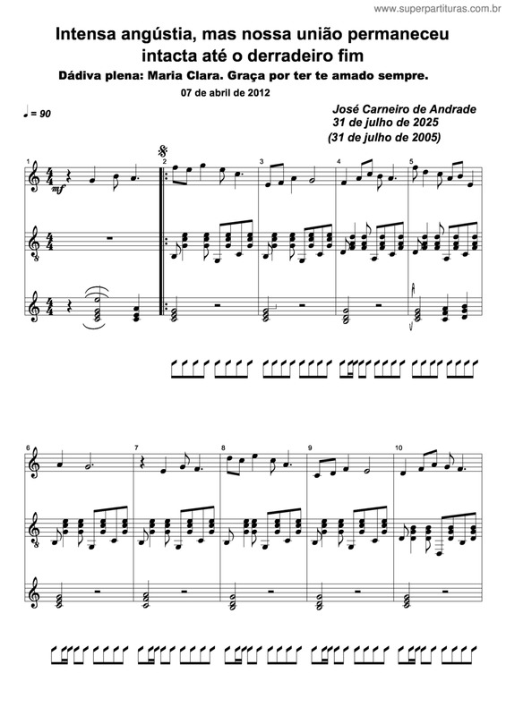 Partitura da música Intensa Angústia, Mas Nossa União Permaneceu Intacta Até O Derradeiro Fim