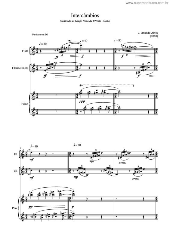 Partitura da música Intercâmbios