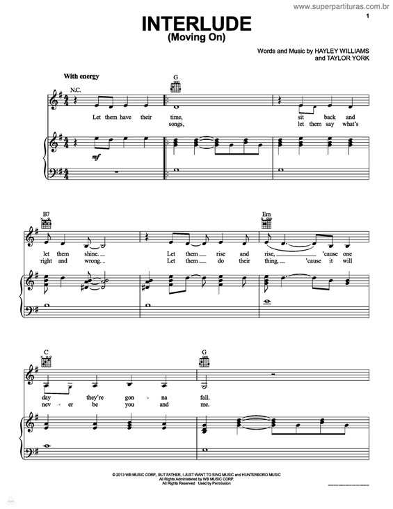 Partitura da música Interlude (Moving On)