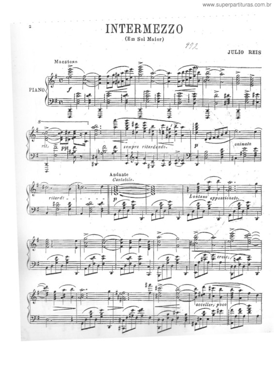 Partitura da música Intermezzo