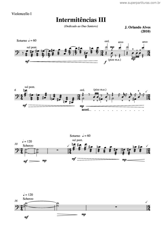 Partitura da música Intermitências III