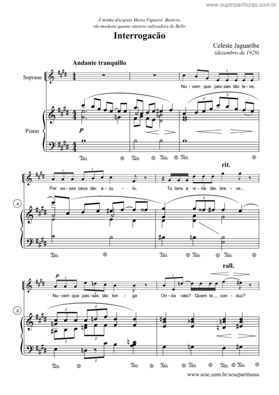 Partitura da música Interrogacão