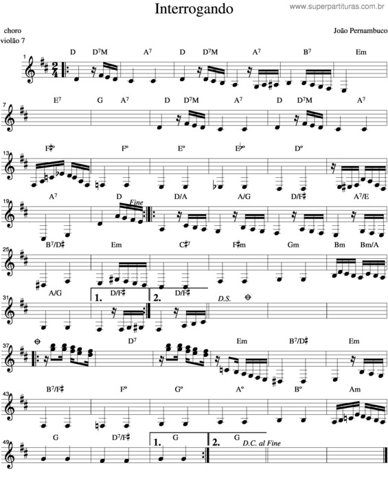 Partitura da música Interrogando v.2