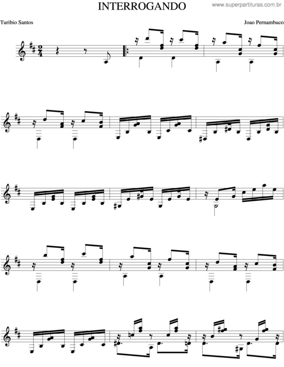 Partitura da música Interrogando