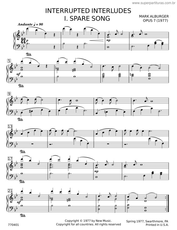 Partitura da música Interrupted Interludes, Op.7 – Mark Alburger