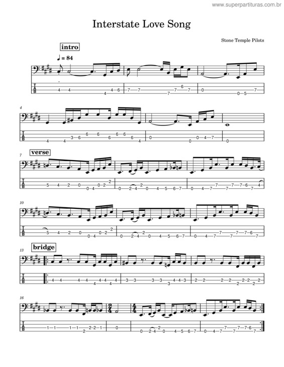 Partitura da música Interstate Love Song – Stone Temple Pilots v.2