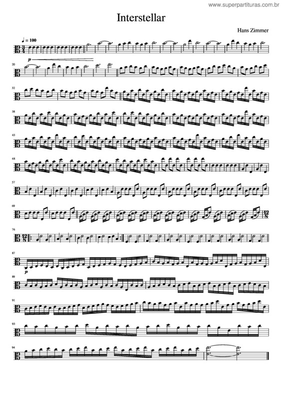 Partitura da música Interstellar Arrangement For Viola Solo