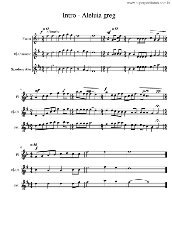 Partitura da música Intro Aleluia Greg