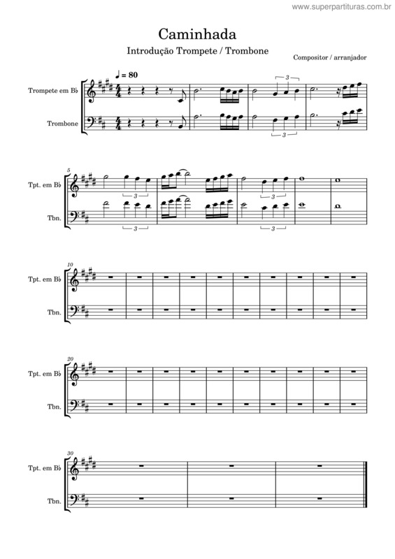 Partitura da música Introdução Caminhada