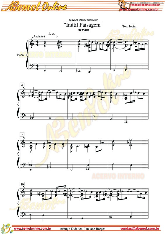 Partitura da música Inútil Paisagem v.3