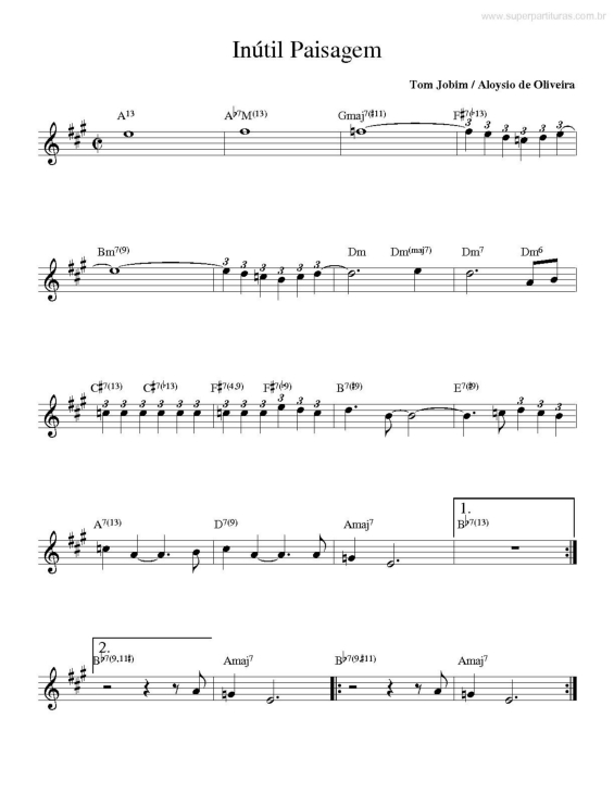 Partitura da música Inútil Paisagem